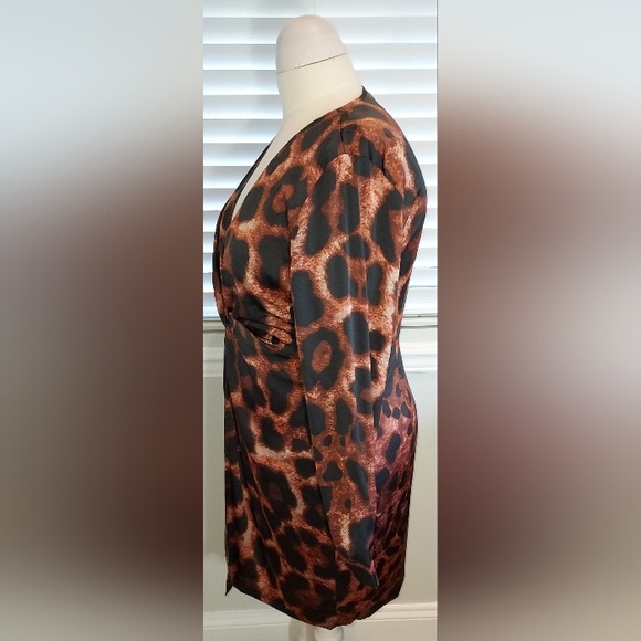 Fashion Nova Rust Combo Whole Lotta Class Leopard Satin Mini Dress NWT - Picture 3 of 7